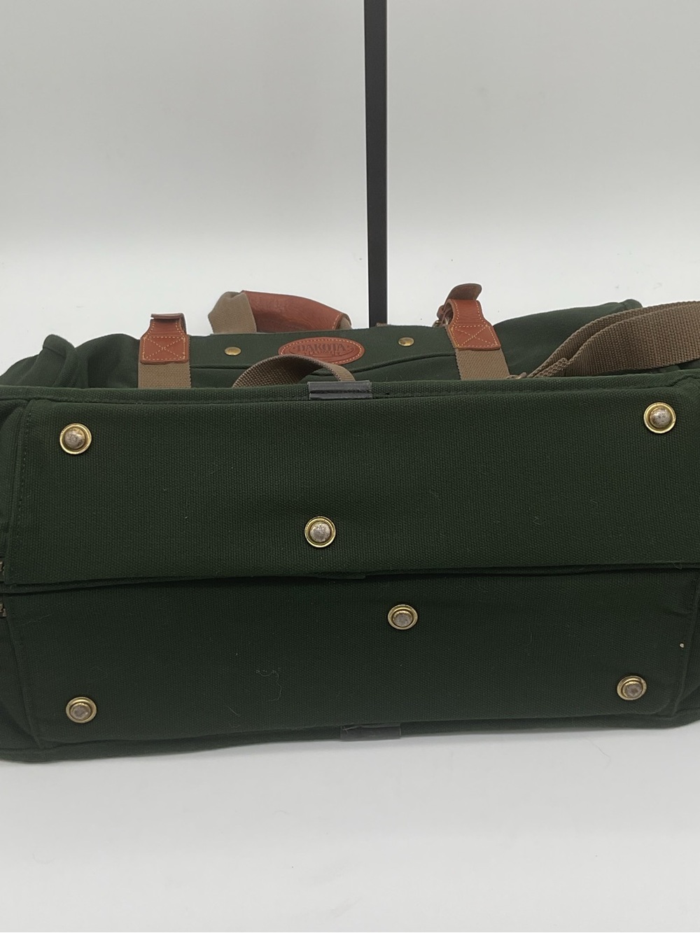Tumi Dakota Green Canvas Duffel Suitcase with Brown Leather Trim - Picture 8 of 16